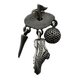 Vintage Pewter Golf‎ Charms Pin - Golf Ball, Tee, Shoe - CJ Marked 1.25”